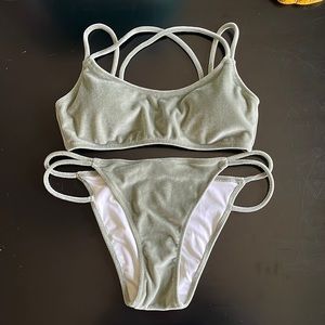 NEVER WORN Velour swim suit, sz S